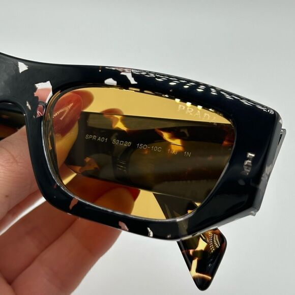 PRADA SUNGLASSES PRA01S 15O10C Havana Black Transparent/Yellow Unisex NEW - Picture 3 of 14